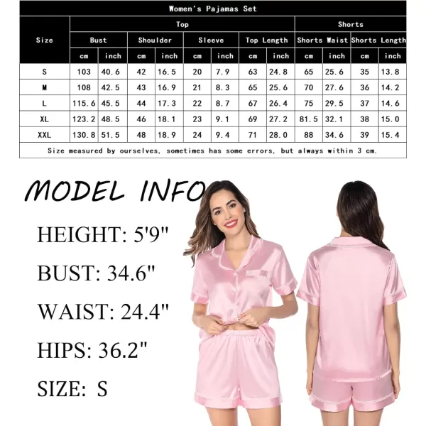 SWOMOG Women amp Girls Silk Satin Pajamas Set 2 Pcs Lace Pjs Button Down Sleepwear Nightwear Gifts for KidMom Mothers DayWomen Pink