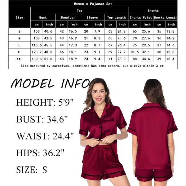 SWOMOG Women amp Girls Silk Satin Pajamas Set 2 Pcs Lace Pjs Button Down Sleepwear Nightwear Gifts for KidMom Mothers DayWomen Wine Red