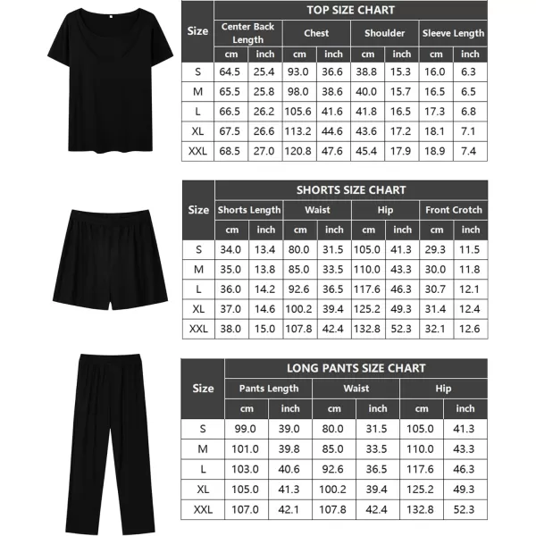 SWOMOG Womens 3 PCS Nursing Pajama Set Maternity Pjs Set Short Sleeve Breastfeeding Pregnancy Sleepwear with PocketsBlack