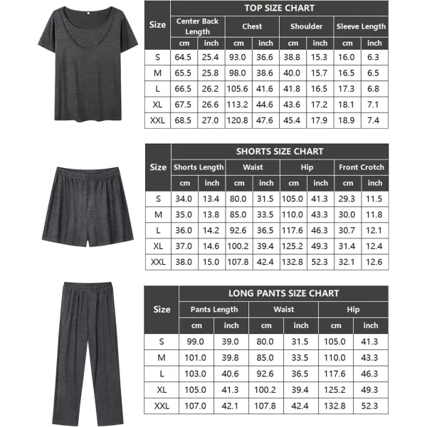 SWOMOG Womens 3 PCS Nursing Pajama Set Maternity Pjs Set Short Sleeve Breastfeeding Pregnancy Sleepwear with PocketsDeep Grey