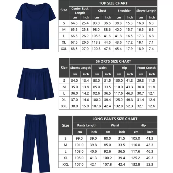 SWOMOG Womens 3 PCS Nursing Pajama Set Maternity Pjs Set Short Sleeve Breastfeeding Pregnancy Sleepwear with PocketsNavy Blue