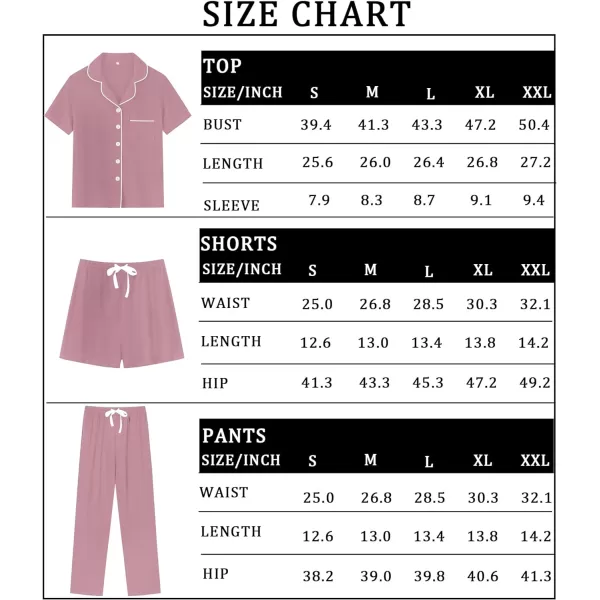 SWOMOG Womens 3pcs Button Down Pajamas Set Short Sleeve Sleepwear Bride Soft Pj Lounge Sets with Long PantsTaro Purple