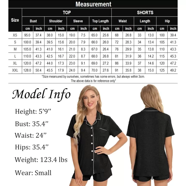 SWOMOG Womens Button Down Pajamas Set Short Sleeve Sleepwear Bride Soft Pj Lounge Sets SXXLBlack Grey