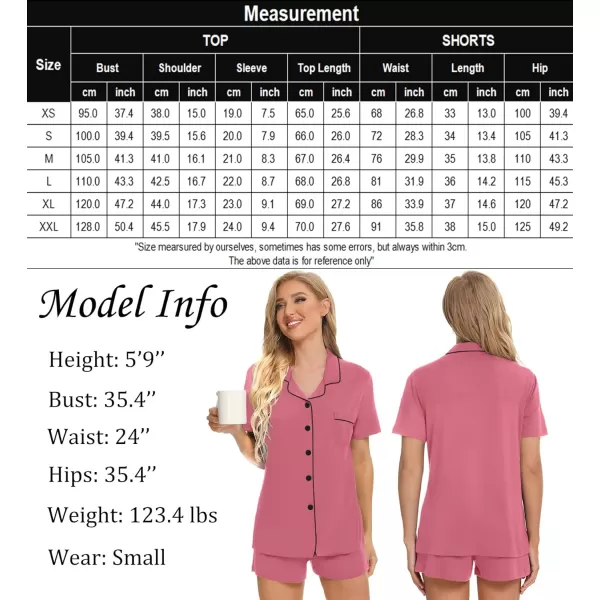 SWOMOG Womens Button Down Pajamas Set Short Sleeve Sleepwear Bride Soft Pj Lounge Sets SXXLCoral