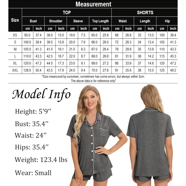 SWOMOG Womens Button Down Pajamas Set Short Sleeve Sleepwear Bride Soft Pj Lounge Sets SXXLDeep Grey