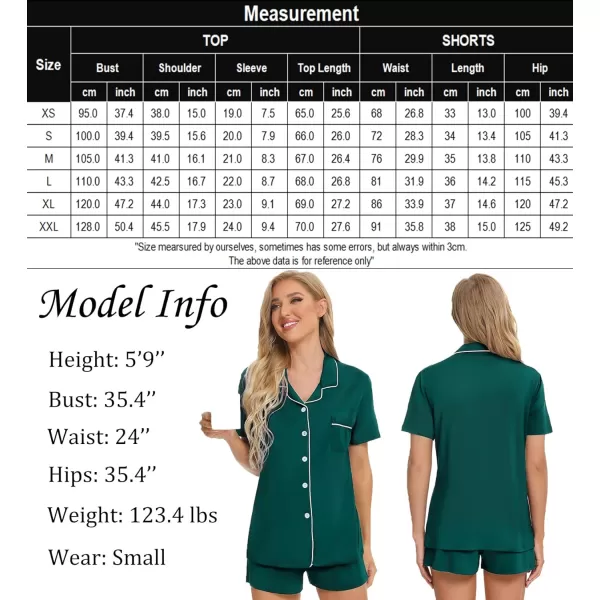 SWOMOG Womens Button Down Pajamas Set Short Sleeve Sleepwear Bride Soft Pj Lounge Sets SXXLGreen