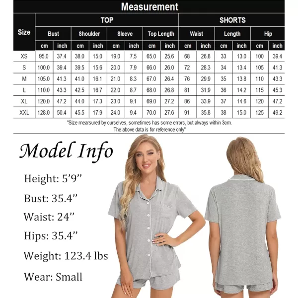 SWOMOG Womens Button Down Pajamas Set Short Sleeve Sleepwear Bride Soft Pj Lounge Sets SXXLGrey