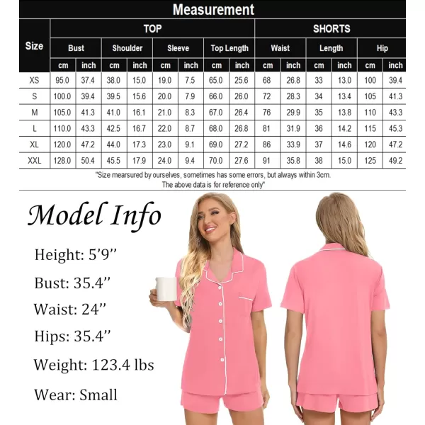 SWOMOG Womens Button Down Pajamas Set Short Sleeve Sleepwear Bride Soft Pj Lounge Sets SXXLPeach Pink