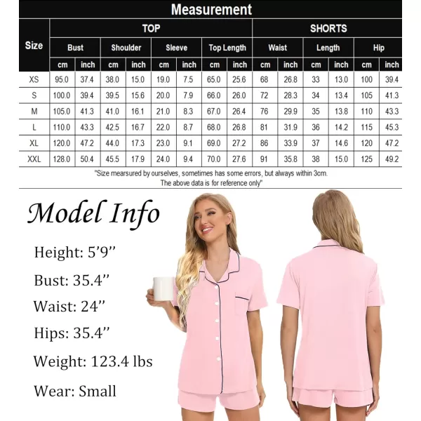 SWOMOG Womens Button Down Pajamas Set Short Sleeve Sleepwear Bride Soft Pj Lounge Sets SXXLPink