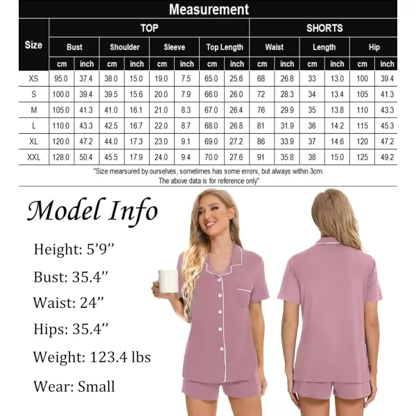 SWOMOG Womens Button Down Pajamas Set Short Sleeve Sleepwear Bride Soft Pj Lounge Sets SXXLTaro Purple