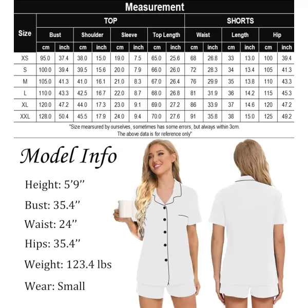 SWOMOG Womens Button Down Pajamas Set Short Sleeve Sleepwear Bride Soft Pj Lounge Sets SXXLWhite