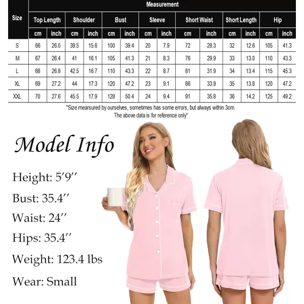 SWOMOG Womens Button Down Pajamas Set Short Sleeve Sleepwear Bride Soft Pj Lounge Sets SXXLZ Pink Piping Trim