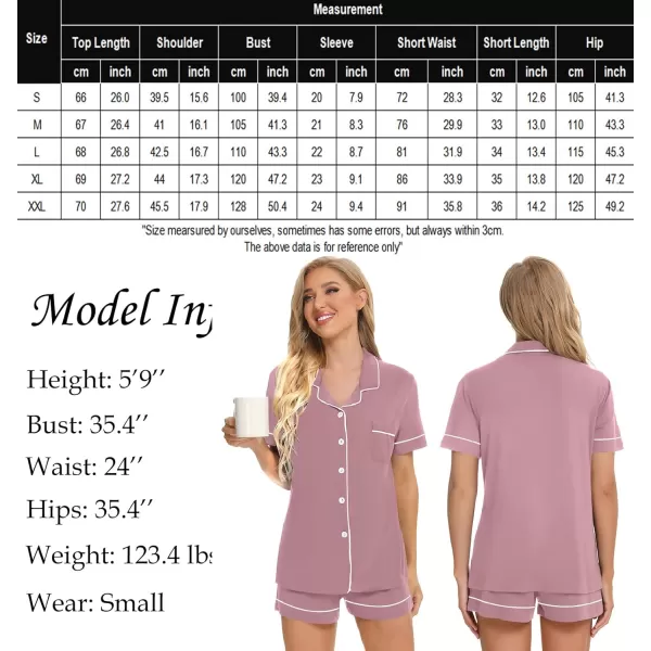 SWOMOG Womens Button Down Pajamas Set Short Sleeve Sleepwear Bride Soft Pj Lounge Sets SXXLZ Taro Purple Piping Trim