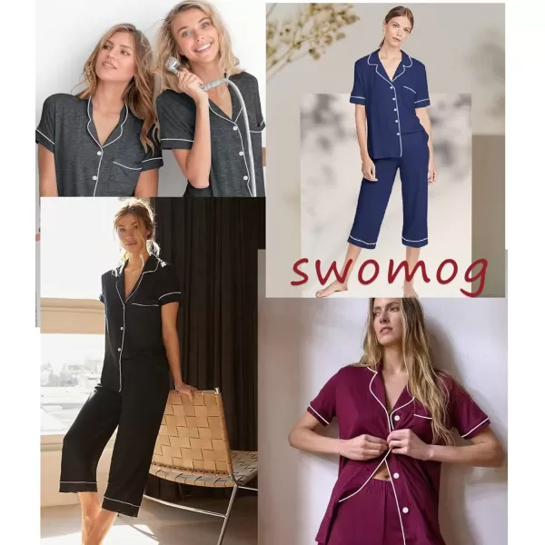 SWOMOG Womens Button Down Pajamas Set Short Sleeve SleepwearSWOMOG Womens Button Down Pajamas Set Short Sleeve Sleepwear