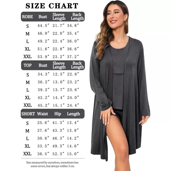 SWOMOG Womens Maternity Nursing Robe Set 3 Piece Pajamas for Breastfeeding 3 in 1 Pregnancy Labor Delivery Hospital PjsDeep Grey