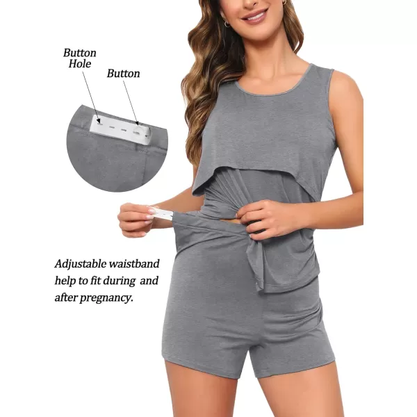 SWOMOG Womens Maternity Nursing Robe Set 3 Piece Pajamas for Breastfeeding 3 in 1 Pregnancy Labor Delivery Hospital PjsGrey