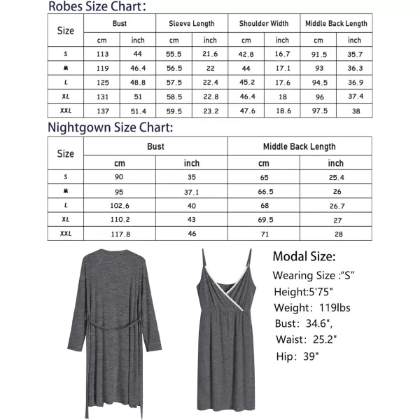 SWOMOG Womens Maternity Robe 2 Piece Nursing Nightgown for Breastfeeding 3 in 1 Labor Delivery Nursing Dress Lace BathrobeAdark Gray