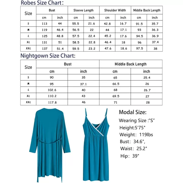 SWOMOG Womens Maternity Robe 2 Piece Nursing Nightgown for Breastfeeding 3 in 1 Labor Delivery Nursing Dress Lace BathrobePeacock Blue