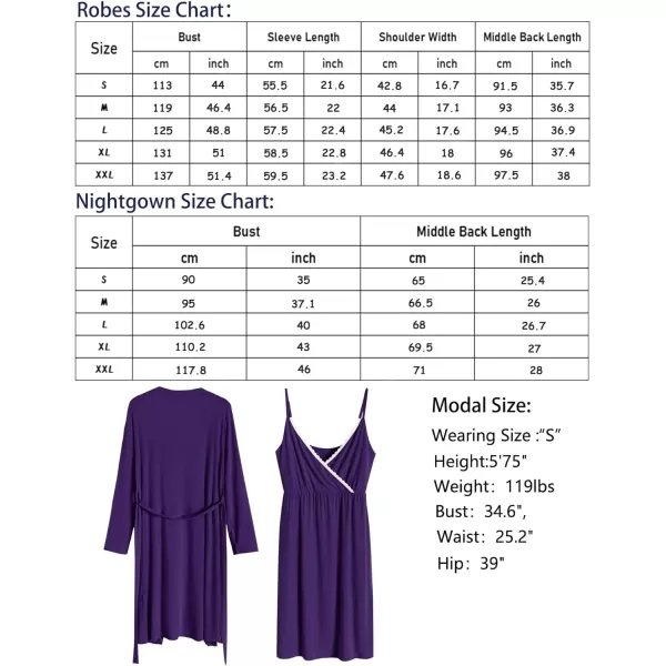 SWOMOG Womens Maternity Robe 2 Piece Nursing Nightgown for Breastfeeding 3 in 1 Labor Delivery Nursing Dress Lace BathrobePurple