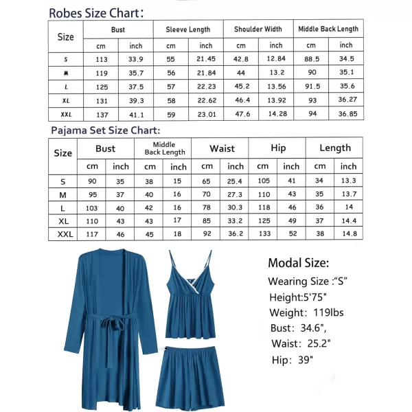 SWOMOG Womens Maternity Robe Set 3 Piece Nursing Pajamas for Breastfeeding 3 in 1 Labor Delivery Hospital Pregnancy PjsPeacock Blue