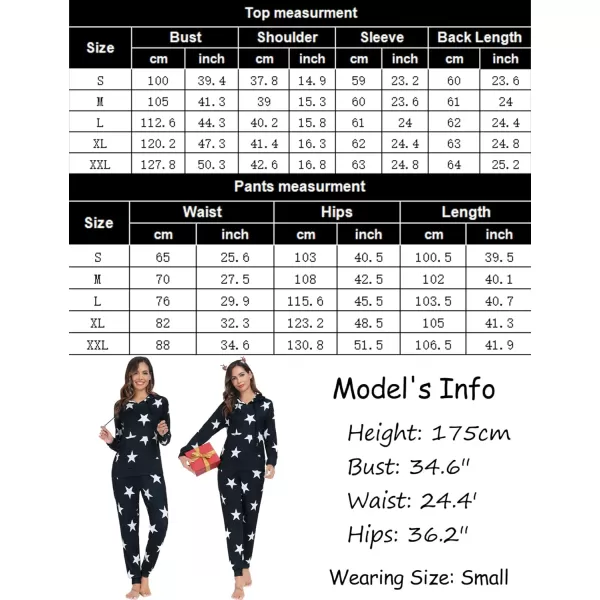 SWOMOG Womens Pajama Set Pullover Hoodie Pajamas Long Sleeve Warm Pjs with Kangaroo Pocket 2 Piece SleepwearBlack