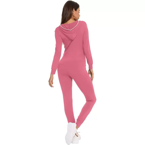 SWOMOG Womens Pajamas Jumpsuits Zipup Hoodie Union Jumpsuit Romper Sexy Onesie Long Sleeve Bodysuits One Piece SleepwearCoral