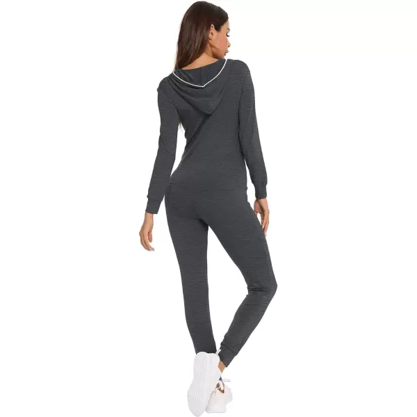 SWOMOG Womens Pajamas Jumpsuits Zipup Hoodie Union Jumpsuit Romper Sexy Onesie Long Sleeve Bodysuits One Piece SleepwearDeep Grey