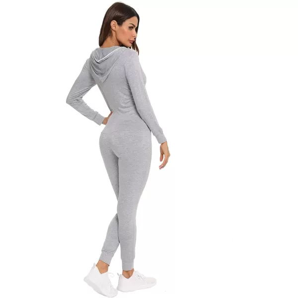 SWOMOG Womens Pajamas Jumpsuits Zipup Hoodie Union Jumpsuit Romper Sexy Onesie Long Sleeve Bodysuits One Piece SleepwearGrey