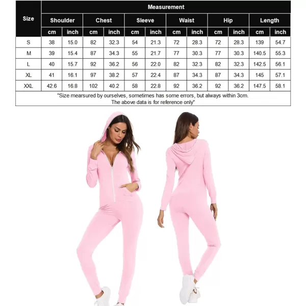 SWOMOG Womens Pajamas Jumpsuits Zipup Hoodie Union Jumpsuit Romper Sexy Onesie Long Sleeve Bodysuits One Piece SleepwearPink