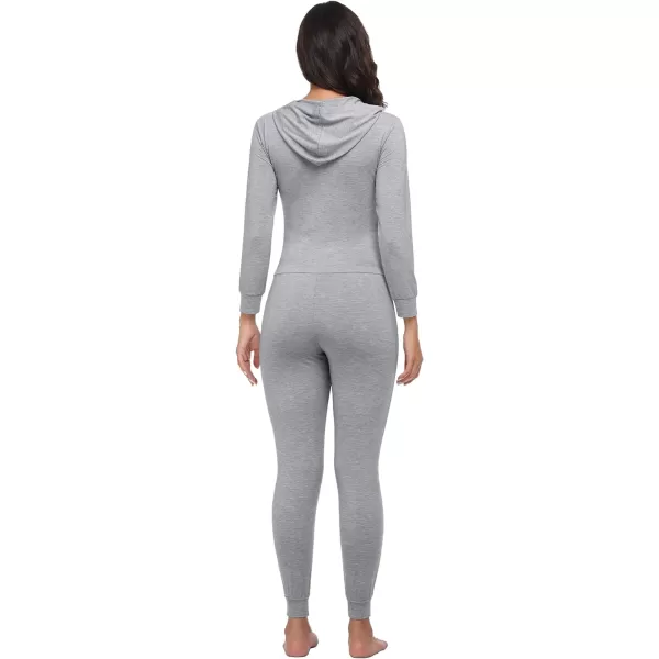 SWOMOG Womens Pajamas Jumpsuits Zipup Hoodie Union Jumpsuit Romper Sexy Onesie Long Sleeve Bodysuits One Piece SleepwearZ Grey