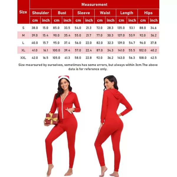 SWOMOG Womens Pajamas Jumpsuits Zipup Hoodie Union Jumpsuit Romper Sexy Onesie Long Sleeve Bodysuits One Piece SleepwearZ Red