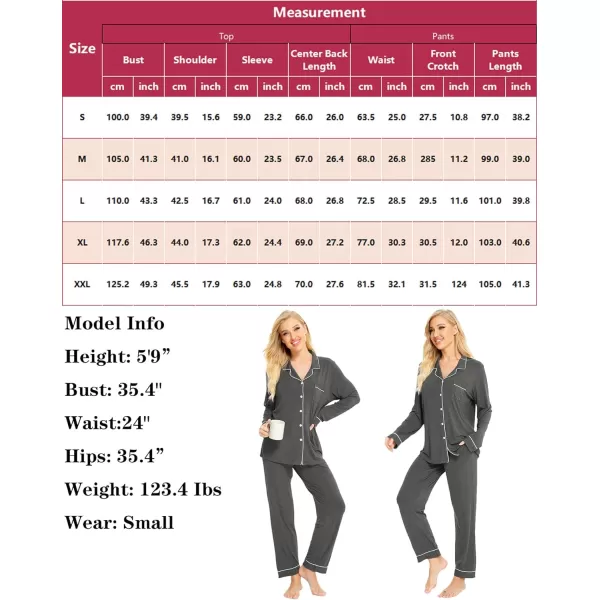 SWOMOG Womens Pajamas Set Long Sleeve Sleepwear Button Down Nightwear Soft Pj Lounge SetsAdeep Grey