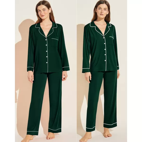 SWOMOG Womens Pajamas Set Long Sleeve Sleepwear Button Down Nightwear Soft Pj Lounge SetsAgreen