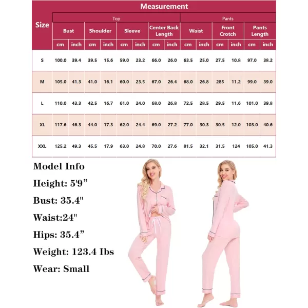 SWOMOG Womens Pajamas Set Long Sleeve Sleepwear Button Down Nightwear Soft Pj Lounge SetsApink