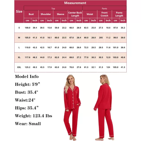 SWOMOG Womens Pajamas Set Long Sleeve Sleepwear Button Down Nightwear Soft Pj Lounge SetsAred