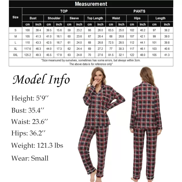 SWOMOG Womens Pajamas Set Long Sleeve Sleepwear Button Down Nightwear Soft Pj Lounge SetsBlack and Grey Large Plaid