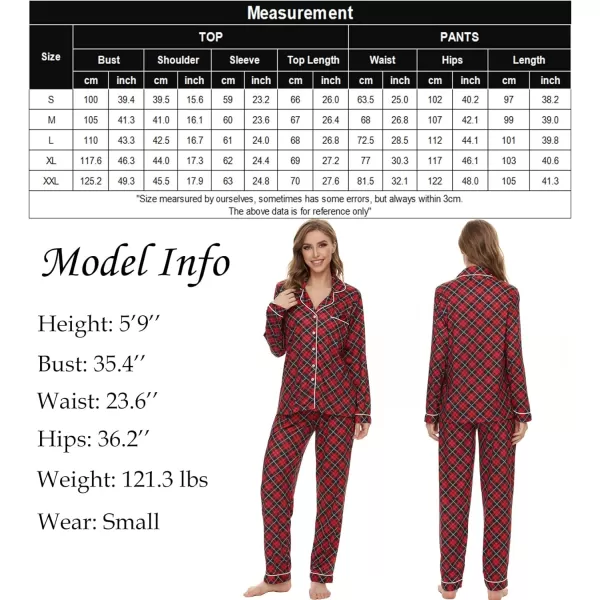 SWOMOG Womens Pajamas Set Long Sleeve Sleepwear Button Down Nightwear Soft Pj Lounge SetsBlack and Red Grey Plaid