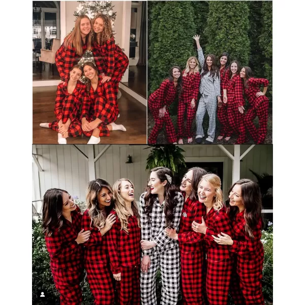 SWOMOG Womens Pajamas Set Long Sleeve Sleepwear Button Down Nightwear Soft Pj Lounge SetsBlack and Red Plaid