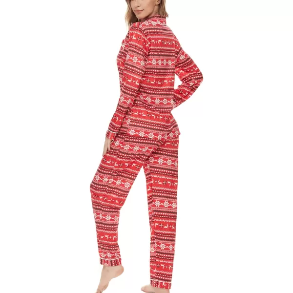 SWOMOG Womens Pajamas Set Long Sleeve Sleepwear Button Down Nightwear Soft Pj Lounge SetsElk and Snow