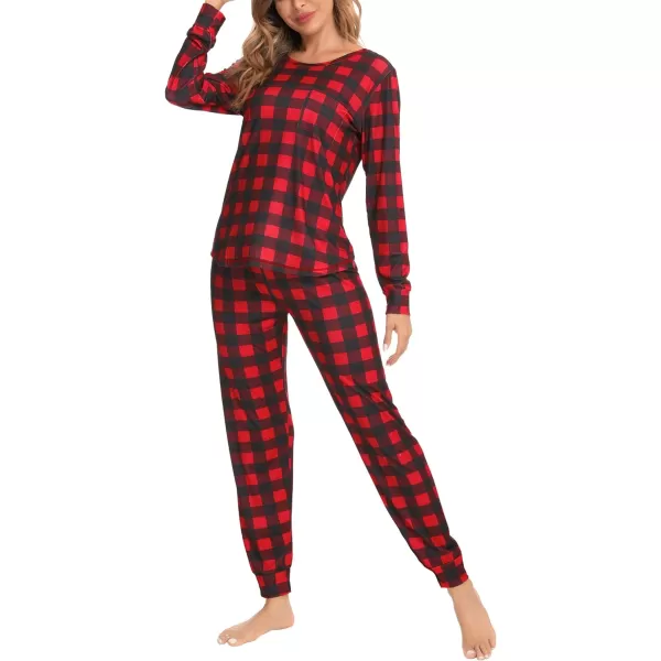 SWOMOG Womens Pajamas Sets Long Sleeve Top with Plaid Pants Soft Sleepwear 2 Piece Pjs Joggers Loung Set with PocketsSWOMOG Womens Pajamas Sets Long Sleeve Top with Plaid Pants Soft Sleepwear 2 Piece Pjs Joggers Loung Set with Pockets