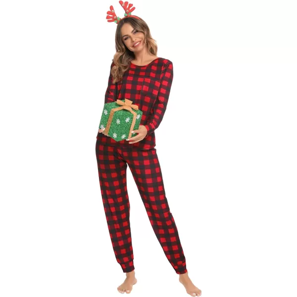 SWOMOG Womens Pajamas Sets Long Sleeve Top with Plaid Pants Soft Sleepwear 2 Piece Pjs Joggers Loung Set with PocketsSWOMOG Womens Pajamas Sets Long Sleeve Top with Plaid Pants Soft Sleepwear 2 Piece Pjs Joggers Loung Set with Pockets