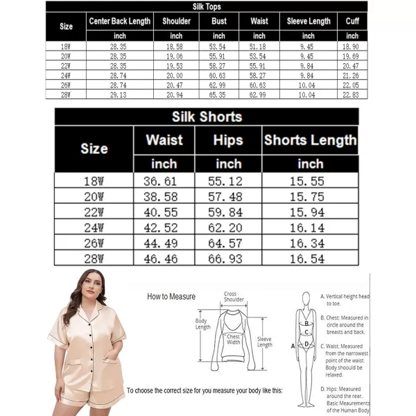 SWOMOG Womens Plus Size Pajamas Silk Satin Button Down Shirt Pajama Shorts 2 Pcs Short Sets Pj Loungewear with PocketsChampagne