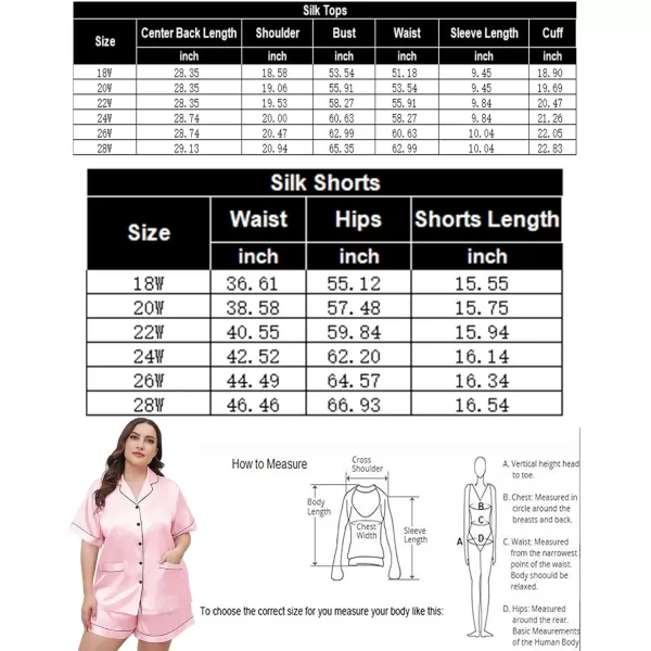 SWOMOG Womens Plus Size Pajamas Silk Satin Button Down Shirt Pajama Shorts 2 Pcs Short Sets Pj Loungewear with PocketsPink