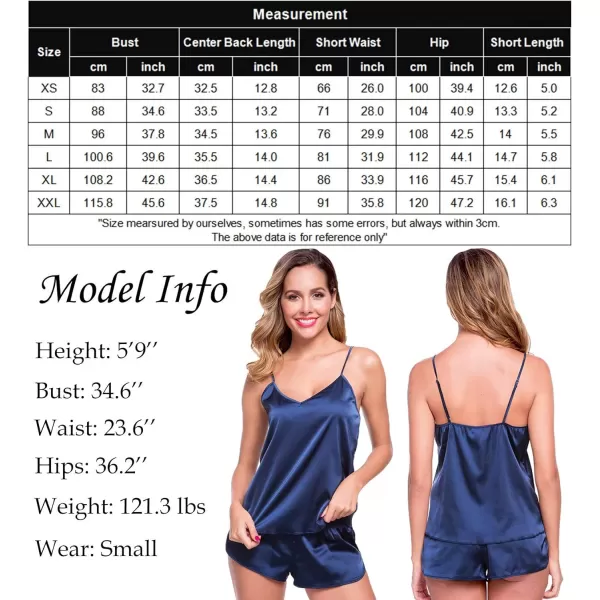 SWOMOG Womens Sexy Lingerie Silk Satin Pajamas Cami Shorts Set Sleepwear BlueSWOMOG Womens Sexy Lingerie Silk Satin Pajamas Cami Shorts Set Sleepwear Blue