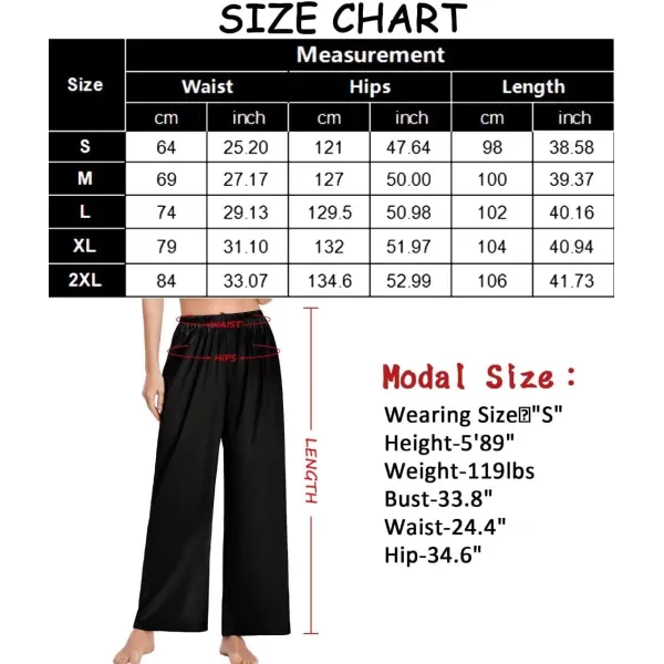 SWOMOG Womens Silk Satin Pajama Pants Longs Silky Sleep Pants Loungewear Trousers Elastic Waist Lounge Pj BottomsBlack