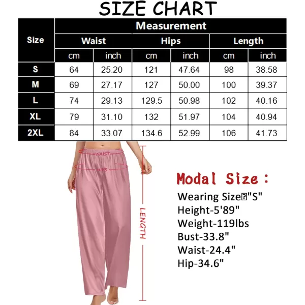 SWOMOG Womens Silk Satin Pajama Pants Longs Silky Sleep Pants Loungewear Trousers Elastic Waist Lounge Pj BottomsMisty Rose