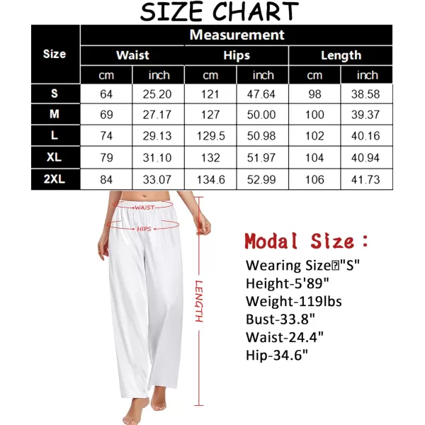 SWOMOG Womens Silk Satin Pajama Pants Longs Silky Sleep Pants Loungewear Trousers Elastic Waist Lounge Pj BottomsWhite