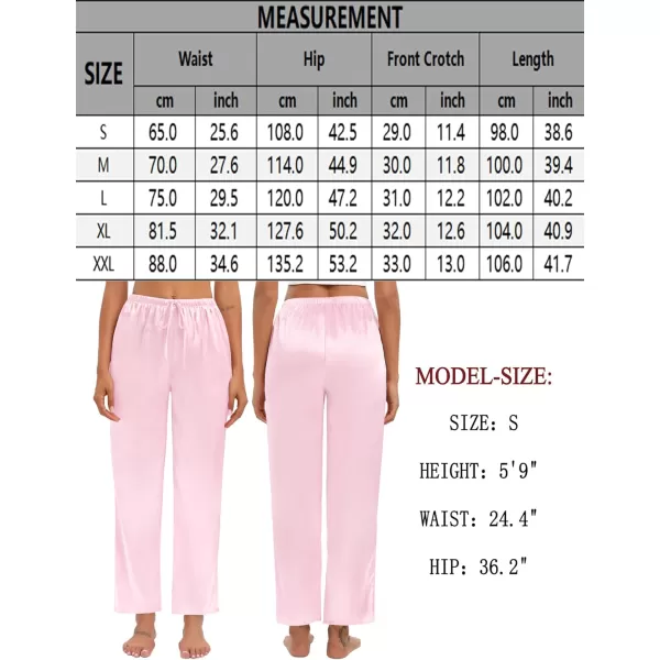 SWOMOG Womens Silk Satin Pajama Pants Soft Long Lounge Pant Drawstring Trousers Casual Sleepwear Pj Bottoms with PocketsPink