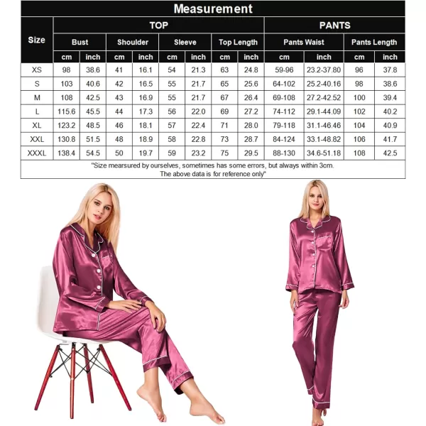 SWOMOG Womens Silk Satin Pajamas Loungewear Twopiece Sleepwear ButtonDown Pj SetGrapefruit