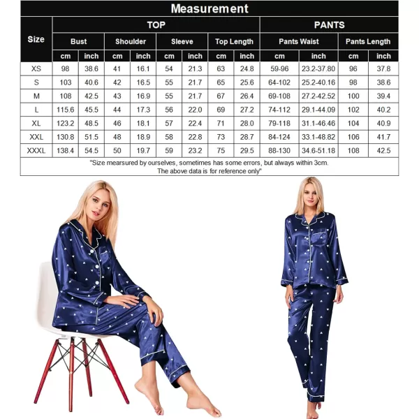 SWOMOG Womens Silk Satin Pajamas Loungewear Twopiece Sleepwear ButtonDown Pj SetPattern 1